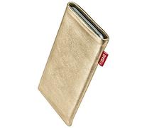 fitBAG Groove Gold custom tailored sleeve for Motorola Moto g84 5G | Made in Germany | Fine nappa leather pouch case cover with MicroFibre lining for display cleaning