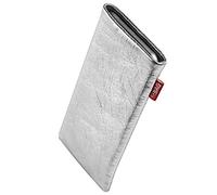 fitBAG Groove Silver custom tailored sleeve for Nokia 215 | Made in Germany | Fine nappa leather pouch case cover with MicroFibre lining for display cleaning