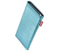 fitBAG Groove Turquoise custom tailored sleeve for Apple iPhone 16e / iPhone 14 / iPhone 14 Pro | Made in Germany | Fine nappa leather pouch case cover with MicroFibre lining for display cleaning