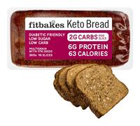 Fitbakes Keto Bread : 2g Carbs, Low Carb Bread Loaf (16 slices) 6.75g Protein, Multi Seeded Bread, High Protein Snack, Keto Snacks, Diet Keto Foods UK