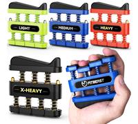 FitBeast Finger Strengthener, Finger Exerciser Hand Exerciser for Improve Dexterity, Strength in Fingers-Grip Strength Trainer for Musicians Climbers (4 Piece Set -Green Blue Red Black)