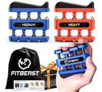 FitBeast Finger Strengthener, Finger Exerciser Hand Exerciser for Improve Dexterity, Strength in Fingers-Grip Strength Trainer for Musicians Climbers (2 Piece Set -Blue Red)