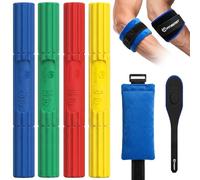 FitBeast Flex Therapy Bar Forearm Strengthener for Tennis and Golfer’s Elbow, 4 Resistance Grip Strength Trainer Set with Elbow Brace, Hot and Cold Pack, Wrist Exerciser for Home Recovery