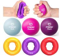 FitBeast Grip Strength Trainer, Finger Exerciser, Stress Balls for Adults 6-Piece Kit, Hand Therapy for Strength, Recovery, Stress Relief, Forearm Strengthener (6-Piece Bright Tones)