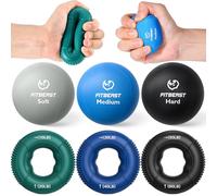 FitBeast Grip Strength Trainer, Finger Exerciser, Stress Balls for Adults 6-Piece Kit, Hand Therapy for Strength, Recovery, Stress Relief, Forearm Strengthener (6-Piece Cool Tones)