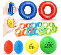 FitBeast Grip Strength Trainer Kit, 9-Piece Hand Strengthening Devices with 3 Finger Exerciser, 2 Dual-Force Forearm Strengthener, Finger Stretchers & Stress Balls for Rehab & Recovery