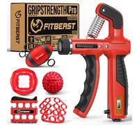 FitBeast Grip Strengthener, Hand Grips Strengthener Kit - 6 Pack with Adjustable Resistance Forearm Strengthener, Hand Strengthener and Massage Balls for Hand Therapy, Grip Training (Red)