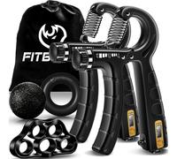 FitBeast Hand Grip Strengthener Workout Kit (5 Pack), 2 Forearm Grip Adjustable Resistance Hand Gripper, Finger Stretcher, Grip Ring & Stress Relief