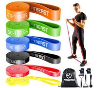 FitBeast Resistance Bands Set, 6 Levels Exercise & Pull Up Bands with Handles & Door Anchor for Strength Training, Home & Gym Workouts (6-Piece Set 5-170 lbs)