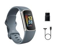 Fitbit Charge 5 Advanced Fitness Tracker with GPS, Heart Rate, Sleep & Health Tracker - Power Bundle with Adapter (Blue Stainless Steel)