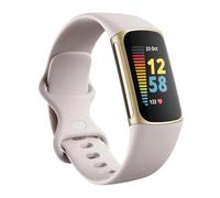 Fitbit Charge 5 Advanced Health & Fitness Tracker with Built-in GPS, Stress Management Tools, Sleep Tracking, 24/7 Heart Rate and More, Lunar White/Soft Gold, One Size (S &L Bands Included)
