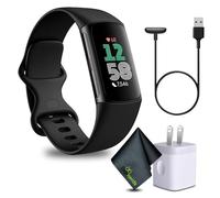 Fitbit Charge 6 Smartwatch with Heart Rate, GPS, Health Tools, and More Obsidian/Black Bundle Includes Cleaning Cloth and Charger