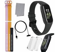 Fitbit Inspire 3 Health & Fitness Tracker Bundle - with Stress Management, Workout Intensity, Sleep Tracking, 24/7 Heart + 2 Silicone Bands, 2 Screen Protectors, Cleaning Cloth & Fast Charger