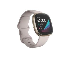 Fitbit Sense Advanced Smartwatch with Tools for Heart Health, Stress Management & Skin Temperature Trends, Lunar White / Soft Gold Stainless Steel