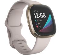 Fitbit Sense Smartwatch Lunar White/Gold Bluetooth Call/Text Health Watch New