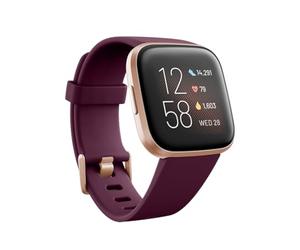 Fitbit Versa 2 Health & Fitness Smartwatch with Voice Control, Sleep Score & Music, Bordeaux, with Alexa built-in [ Exclusive to Amazon ]