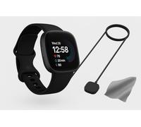 Fitbit Versa 4 Smartwatch (Bundle) - GPS Fitness Tracker with Fast Charger & Cleaning Cloth, 40+ Exercise Modes, Heart Rate, Sleep, Step, & Workout Tracking for Android & iPhone, Black/Graphite