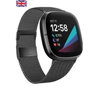 Fitbit Versa Smartwatch Band - (2 Sets) Black Metal And Pink Silicone