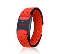 FITCENT Heart Rate Monitor Armband, Bluetooth ANT+ Optical Heart Rate Sensor Arm Band, Rechargeable Fitness Tracker for Peloton Strava Zwift Polar Beat DDP Yoga Wahoo Fitness Garmin Watch (Red)