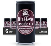 Fitch & Leedes Ginger Ale Mixer for Spirits & Cocktails (6 x 200ml) - Ideal for Brandy, Whiskey, Rum, London Dry Gin, and Vodka, Offering a Smooth Finish with Natural Cane Sugar and Ginger