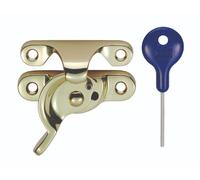 Fitch Pattern Sash Fastener Traditional Window Hardware with Durable Metal Construction for Secure Closure and Classic Sash Window Appearance (Polished Brass, Locking)