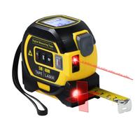 Fitdays 3-in-1 Laser Tape Measure with Cross Line Level - Digital Laser Measurement Tool 131ft/40m, Auto-Leveling LCD Display, in/ft/m Units | 16ft/5M Tape | (Yellow)