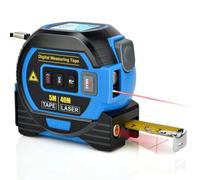 Fitdays 3-in-1 Laser Tape Measure with Cross Line Level - Digital Laser Measurement Tool 131ft/40m, Auto-Leveling LCD Display, in/ft/m Units | 16ft/5M Tape | (Blue)