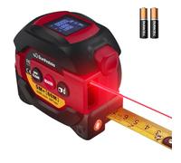 Fitdays 3-in-1 Laser Tape Measure with Cross Line Level - Digital Laser Measurement Tool 197ft/60m, Auto-Leveling LCD Display, in/ft/m Units | 16ft/5M Tape | (Red-60M)