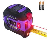 Fitdays 3-in-1 Laser Tape Measure with Cross Line Level - Digital Laser Measurement Tool 197ft/60m, Auto-Leveling LCD Display, in/ft/m Units | 16ft/5M Tape | (Purple-60M)