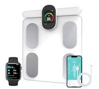 FITDAYS 8-Electrode Smart Scale: Full Body Composition Analyzer, 27 Metrics via Bluetooth Fitdays APP, 400lbs (FG2305ULB-WHITE)