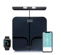 FITDAYS 8-Electrode Smart Scale: Full Body Composition Analyzer, 27 Metrics via Bluetooth Fitdays APP, 400lbs (FI2211WB-BLACK-UK)