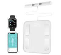 FITDAYS 8-Electrode Smart Scale: Full Body Composition Analyzer, 27 Metrics via Bluetooth Fitdays APP, 400lbs (FL2001LB-White-UK)