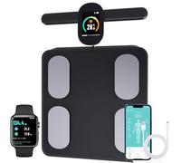 FITDAYS 8-Electrode Smart Scale: Full Body Composition Analyzer, 27 Metrics via Bluetooth Fitdays APP, 400lbs (FG2305ULB-BLACK)