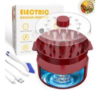 Fitdays Automatic Electric Chicken Shredder |Type-C Fast Charge & 60min Runtime |8"/20CM Visible Shredding Chamber with Brush/Fork |BPA-Free Dishwasher Safe|for Meal Prep/Bodybuilding/Kitchen (Red)