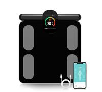 Fitdays Scale for Body Weight and Fat Percentage, 8 Electrodes High Precision Digital Scale for BMI 20 Body Composition Measurement, Bathroom Smart Scales with Large Color Display (FG2305ULB-BLACK)