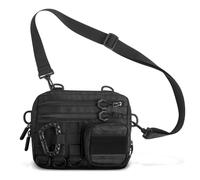 Fitdom Black Small Tactical Messenger Bag For Men. This EDC Has Multiple Ways to Carry as Sling, Shoulder, Crossbody, Waist., Black, S