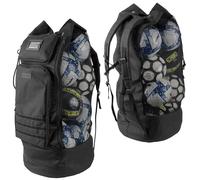 Fitdom Heavy Duty XL Soccer Mesh Equipment Ball Bag w/Adjustable Shoulder Strap Design for Coach. with an Over-Sized Front Pocket for Sporting Accessories. Best for All Outdoor & Water Gears (Black)