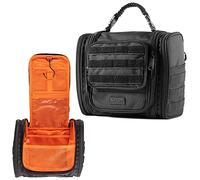 Fitdom Tactical Hanging Toiletry Bag Dopp Kit for Men & Women. Perfect for Travel & Storage for Cosmetic, Clipper, Toothbrush, Shower, Black, Hanging Dopp Kit