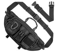 Fitdom Tactical Inspired Large Fanny Pack For Men. Perfect Techwear Accessories EDC Bag For Men. MultiFunctional Tactical Waist Pack & Crossbody EDC Sling Bag With Multiple Pockets, Black, L, Large