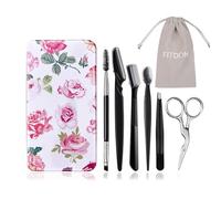 FITDON Eyebrow Grooming Set, Eyebrow Tweezers & Curved Brow Scissors & 3PCS Brow Razors Trimmer & Eyebrow Brush with Spoolie