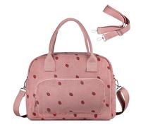 FITDON Insulated Lunch Bag for Women Men, Corduroy Cooler Bag Lunch Box Container Large Lunch Tote Bag for Work School Picnic Travel, Pink Strawberry