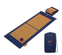 Fitem XL Acupressure Kit - Acupressure Mat + Cushion + Massage Ball - Relieves Back and Neck Pain - Sciatica - Back Massage - Muscle Relaxation - Post-Sport Recovery (Blue-Orange)