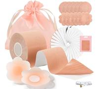 FITENOUGH Boob Tape, Breast Lift Boobtapes Push up, 12 Pcs Nipple Covers Invisible Tit Tape, 36 Pcs Double Sided Body Tape Fashion Tape, Boobtapes for Large Breasts A-G Cup (1 Roll)