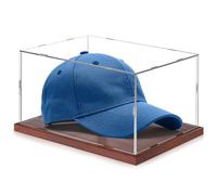 Fitense Hat Display Case, Acrylic Baseball Cap Display Box, UV Fade Protection, Solid Wood Base & Cap Shaper, Signed Hat Collector's Showcase, for Cap Enthusiasts, 11.8" x 7.8" x 5.9"
