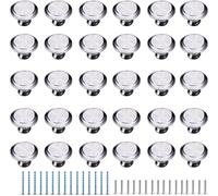 Fitepro 30 Pack Round Kitchen Cabinet Knobs Brushed Nickel Silver, 1.2" 30mm Zinc Round Drawer Knob for Cabinets Dressers Drawers Cabinet Hardware with Long & Short Screw