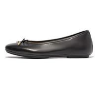 Fitflop Women's DELICATO Bow Soft Leather Ballet Flats Shoe, Black, 9 UK