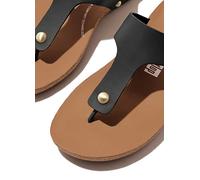 FitFlop Black iQushion Leather Toe-Post Sandals Natural