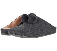 Fitflop Chrissie Pom-Pom Slippers Pewter Grey 8 M (B), 6 UK