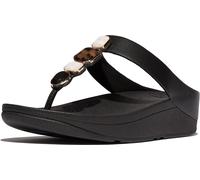 FitFlop Damen Flip Flops Fino Multi-Stone Leather Toe-Post Sandals IU9 All Black