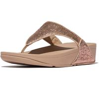 FitFlop Damen Flip Flops Lulu Crinkled-Shimmer Toe-Post Sandals E1A Metallic Bla